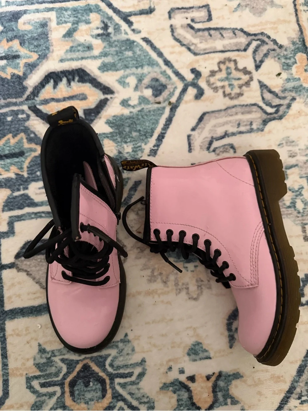 Dr. Martens Pink Patent Leather Lace-Up Combat Boot
